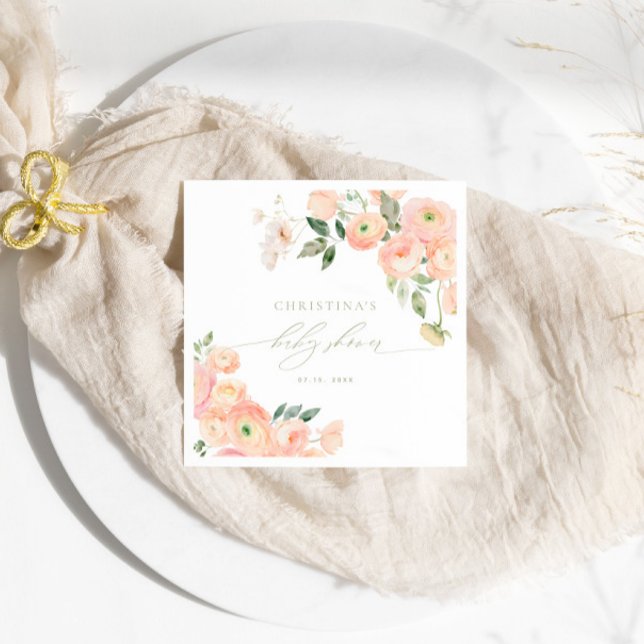 Guardanapo De Papel Elegante Blush & Sage Green Chá de fraldas Napkins (Criador carregado)