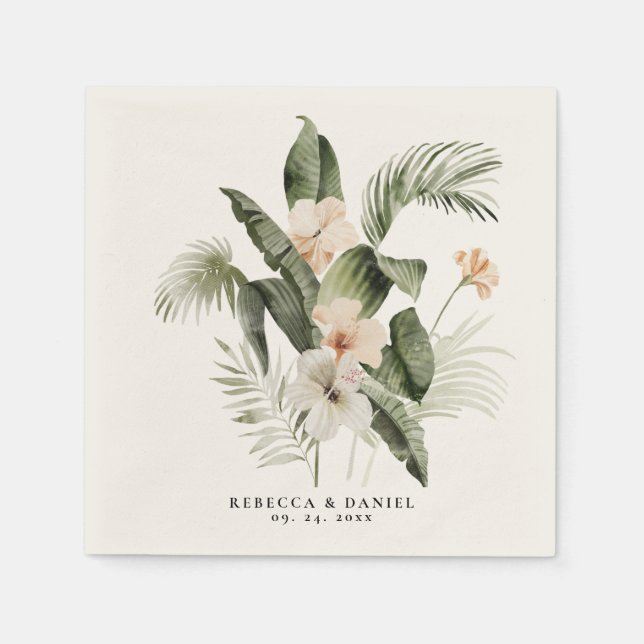 Guardanapo De Papel Elegante Boho Floral Greenery (Frente)