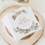 Guardanapo De Papel Elegante Boho Vintage Chá de fraldas Botânico Flor<br><div class="desc">Elegante Boho Vintage Chá de fraldas Botânico Floral Napkins apresenta um belo buquê de flores silvestres de aquarelas em tons de marfim,  blush,  mauve,  sábio,  marinho e ouro</div>