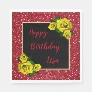 Guardanapo De Papel Elegante Bolo de Aniversário de Rosas Amarelas com