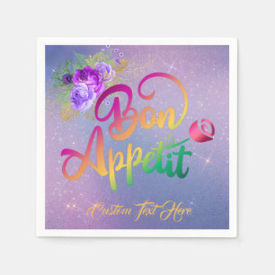 Guardanapo De Papel Elegante Bon Appetit Cote Floral Personalizado