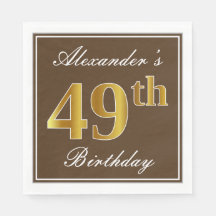Elegante Brown, Faux Dourado 49º Aniversário + Nom