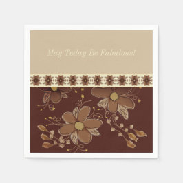 Guardanapo De Papel Elegante Brown Floral