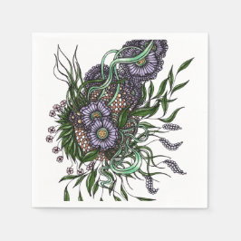 Guardanapo De Papel Elegante Buquê Botânico Roxo em Papel Desenhado à