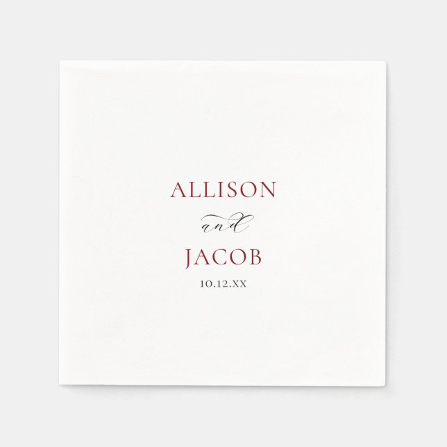 Guardanapo De Papel Elegante Burgundy e Casamento Negro (Frente)