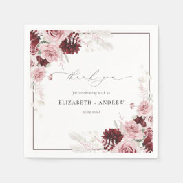 Guardanapo De Papel Elegante Burgundy Rosa Empoeirado Casamento em Aqu