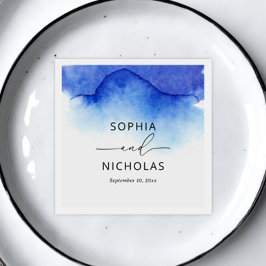 Guardanapo De Papel Elegante casamento azul náutico na praia em aquare