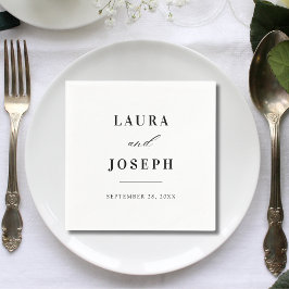 Guardanapo De Papel Elegante Casamento Clássico Preto e Branco