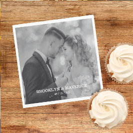 Guardanapo De Papel Elegante Casamento em Foto Preto e Branco