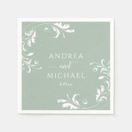 Guardanapo De Papel Elegante Casamento em Verde Sálvia