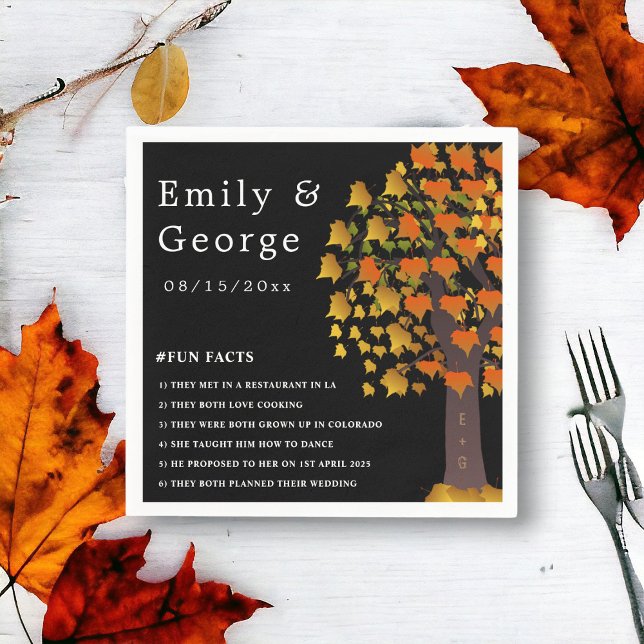 Guardanapo De Papel Elegante Casamento outono Negra-Árvore Esculpida R (Criador carregado)