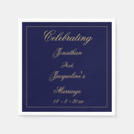 Guardanapo De Papel Elegante Casamento Personalizado Papel Azul Dourad
