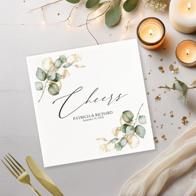 Guardanapo De Papel Elegante Casamento Verde Dourado Napkins (Criador carregado)