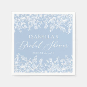 Guardanapo De Papel Elegante Chá de panela de flores selvagens azuis