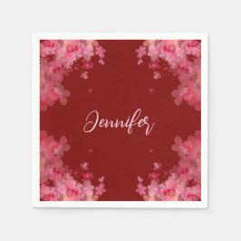 Guardanapo De Papel Elegante chamado aquarela magnolia floral vermelho