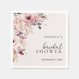 Guardanapo De Papel Elegante Chuveiro Floral Aquarelado Boho Nupcial