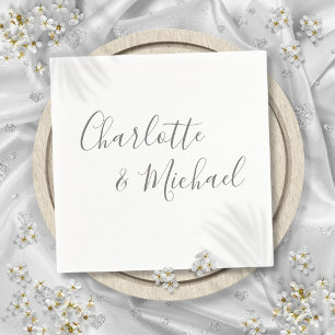 Guardanapo De Papel Elegante Cinza Moderno Assinatura Script