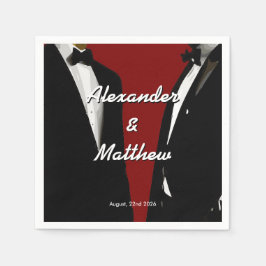 Guardanapo De Papel Elegante Cocktail Moderno de Casamento Gay Vermelh