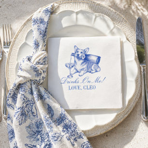 Guardanapo De Papel Elegante Corgi Champanhe Chinoiserie Casamento