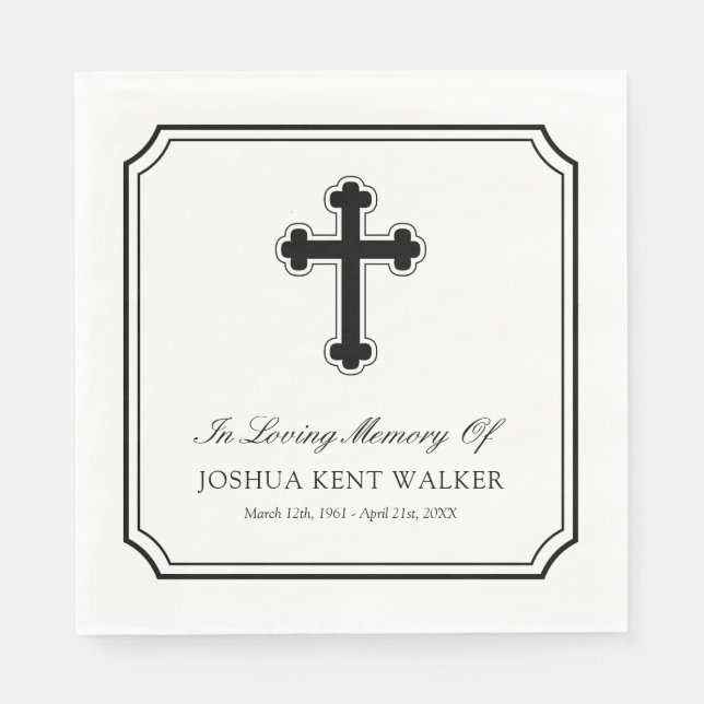 Guardanapo De Papel Elegante Cross In Loving Memory Funeral (Frente)