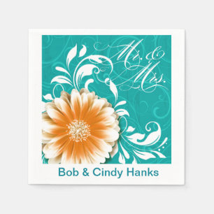 Guardanapo De Papel Elegante Daisy Scroll Flourish Mr & Mrs.