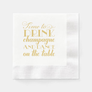 Guardanapo De Papel Elegante Dança de Casamento com Champanhe Dourado