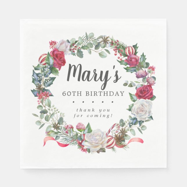 Guardanapo De Papel Elegante de 60º aniversário do Rosa de Botânica de (Frente)