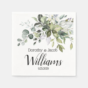 Guardanapo De Papel Elegante de Aquarela Personalizada Eucalyptus Gree