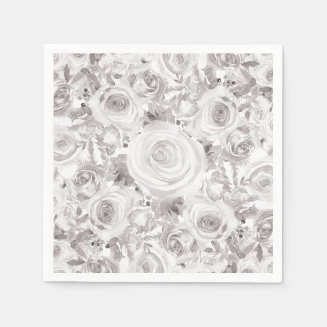 Guardanapo De Papel Elegante de Casamento de Rosas Russos Brancos de i (Frente)