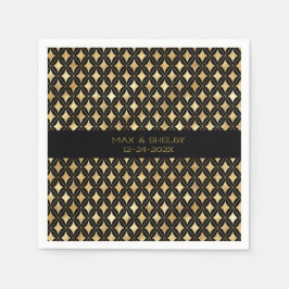 Guardanapo De Papel Elegante de Harlequin, Carnaval Dourado e preto