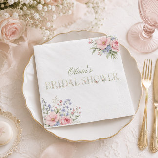 Guardanapo De Papel elegante delicado floral primavera Chá de Noiva