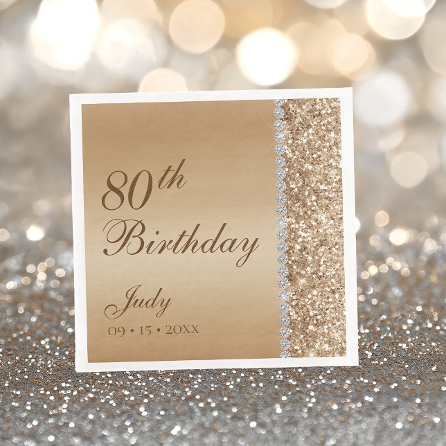 Guardanapo De Papel Elegante Dourado 80 Birthday (Criador carregado)