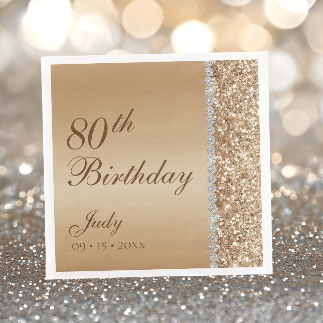 Guardanapo De Papel Elegante Dourado 80 Birthday (Criador carregado)