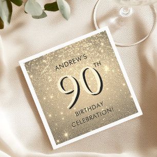 Guardanapo De Papel Elegante Dourado 90 Birthday