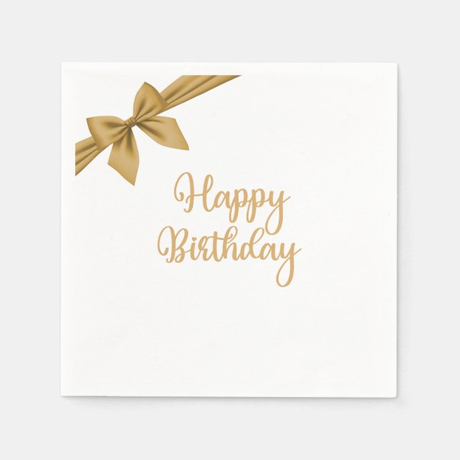 Guardanapo De Papel Elegante Dourado Birthday (Frente)