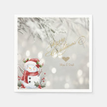Elegante Dourado Glitter Heart Snowman