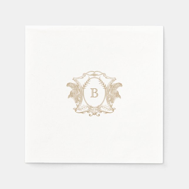 Guardanapo De Papel Elegante Dourado Monograma Casamento Napkin (Frente)