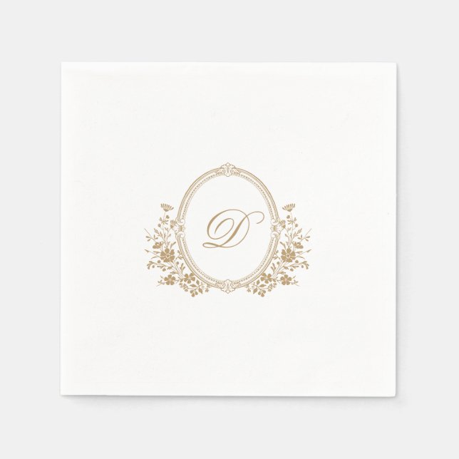 Guardanapo De Papel Elegante Dourado Monograma Casamento Napkin (Frente)