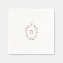 Elegante Dourado Monograma Casamento Napkin