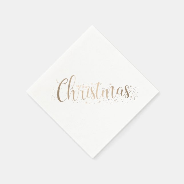 Guardanapo De Papel Elegante Dourado no White Merry Christmas Script (Canto)
