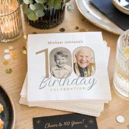 Guardanapo De Papel Elegante Dourado Personalizado com Foto 100º Anive
