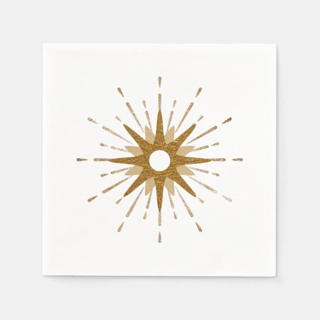 Guardanapo De Papel Elegante Dourado Starburst (Frente)