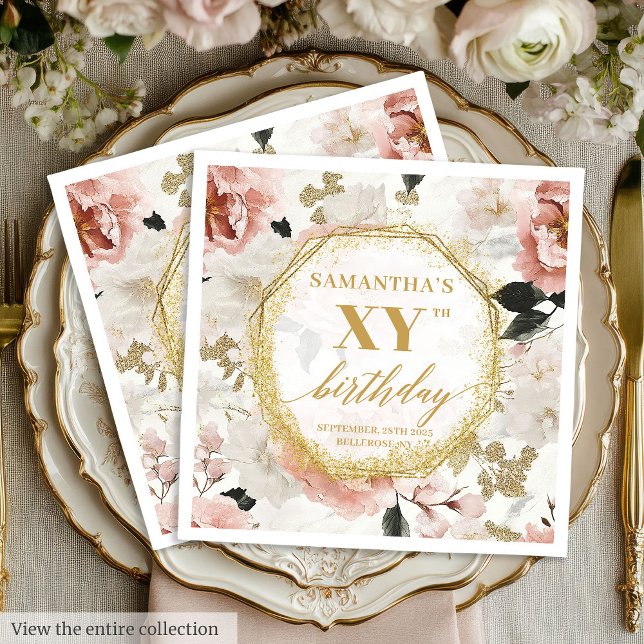 Guardanapo De Papel Elegante Dusty Rosa 80 Birthday Napkins Nome Perso (Elegant Dusty Rose 80 Birthday Napkins Custom Name)