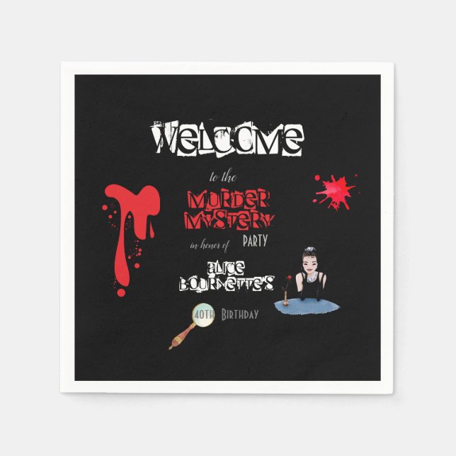 Guardanapo De Papel Elegante e sangrenta festa de jantar de Mistério d (Frente)