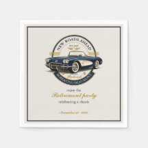 Elegante Emblema Vintage Azul Festa de Aposentador