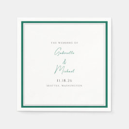 Guardanapo De Papel Elegante Emerald Green Wedding Script Napkins