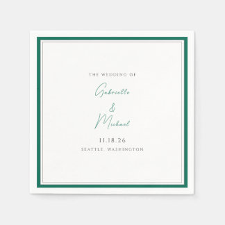 Guardanapo De Papel Elegante Emerald Green Wedding Script Napkins