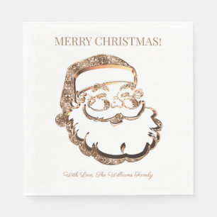 Guardanapo De Papel Elegante Faux Dourado Papai Noel Feliz Natal