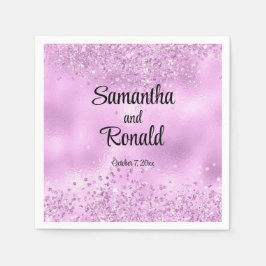 Guardanapo De Papel Elegante Faux Lilac Glitter e Foil Wedes