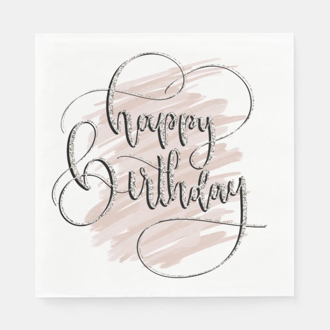 Guardanapo De Papel Elegante feliz aniversário (Frente)